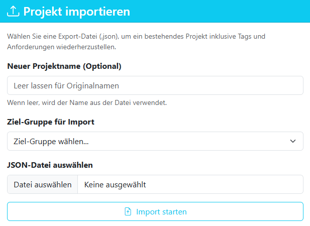 Ein Projekt importieren