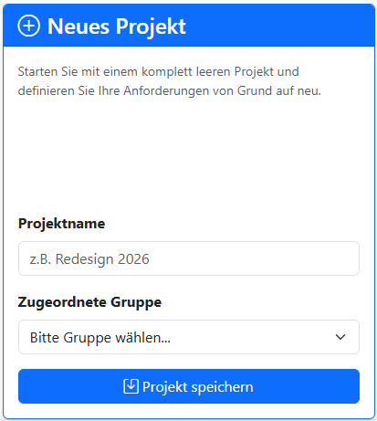 Ein neues Projekt erstellen