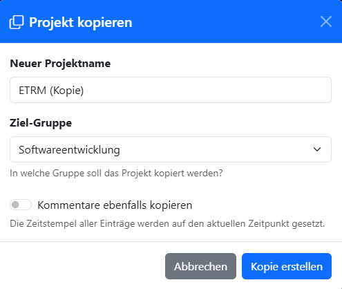 Ein Projekt kopieren