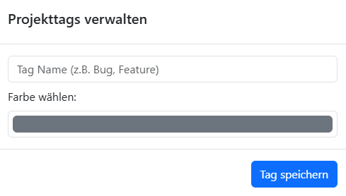 Projekttags erstellen