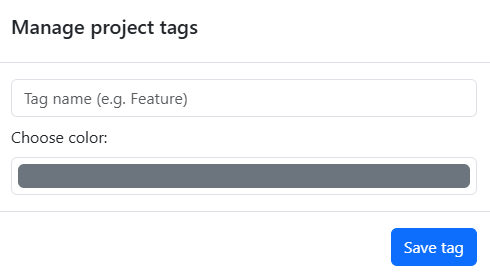 Create project tags