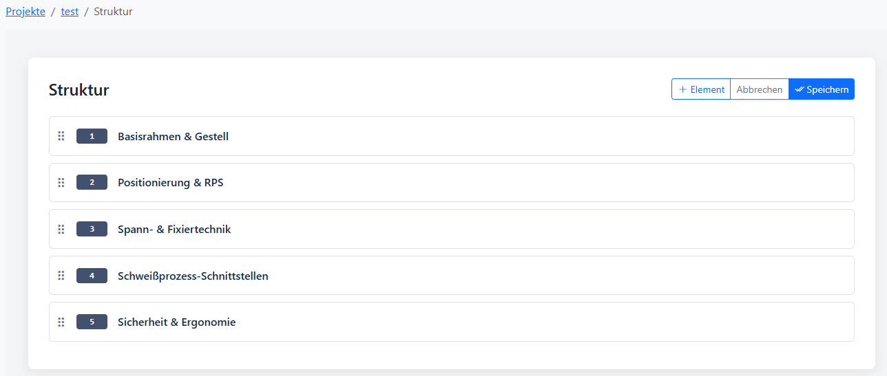 Struktureditor Oberfläche