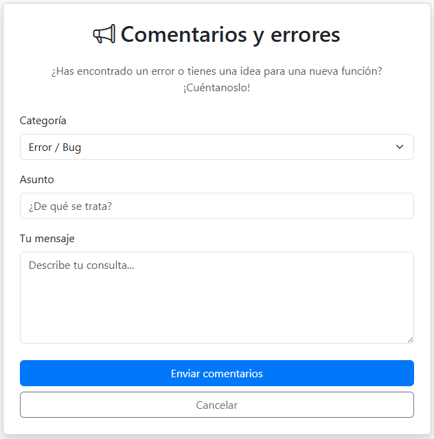 Formulario de feedback